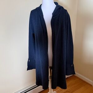 Elegant Navy Hooded Cardigan